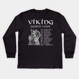 Viking World Tour Pagan Norse Scandinavian Medieval History Kids Long Sleeve T-Shirt